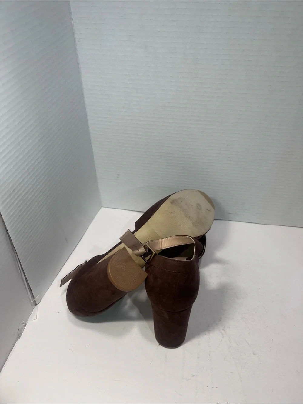 LOFT Brown Suede Ankle-Strap Block Heels